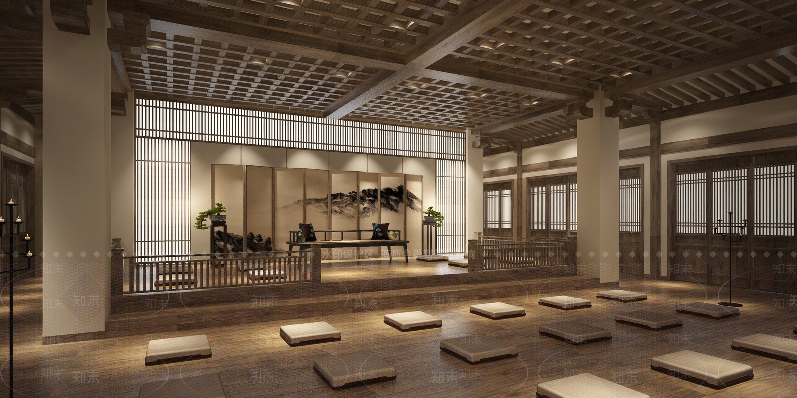 新中式观音殿寺庙空间3D模型下载【ID:268634644】