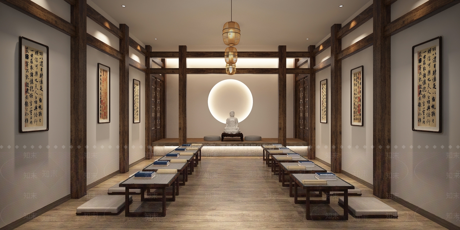 新中式观音殿寺庙空间3D模型下载【ID:268634644】