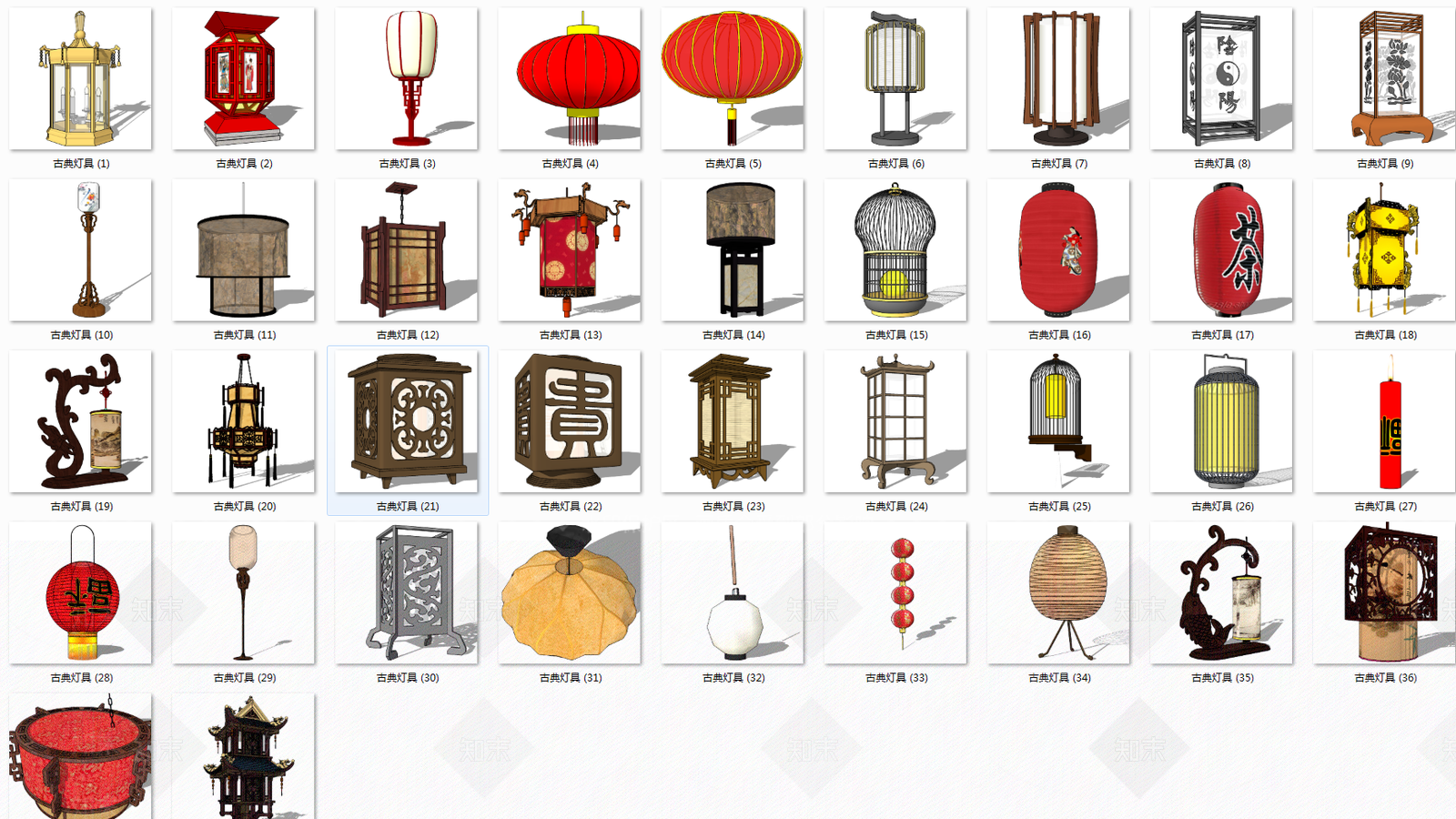 中式风格景观灯SU模型下载【ID:368712600】