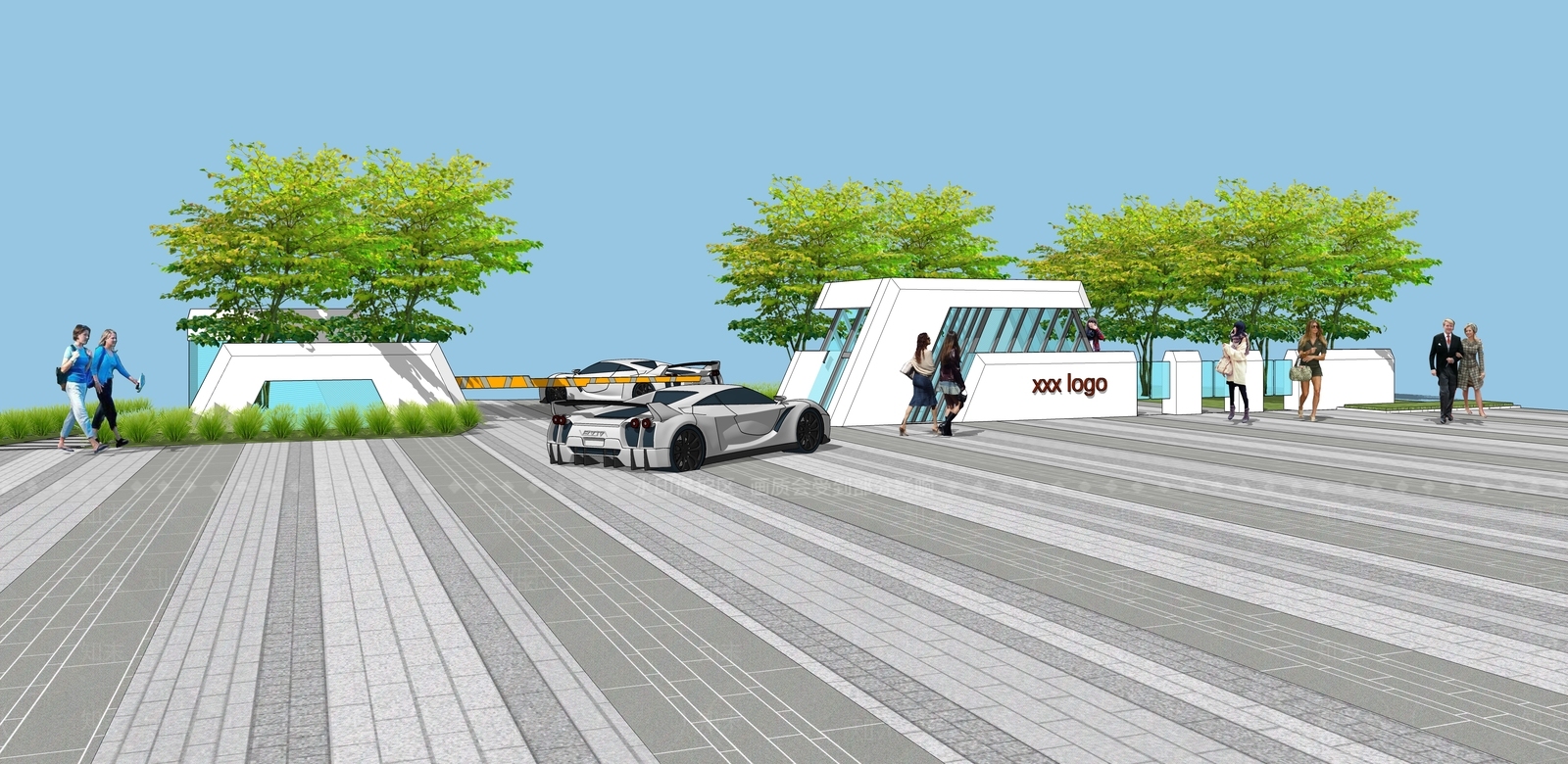 现代风格景观小建筑SU模型下载【ID:668736751】