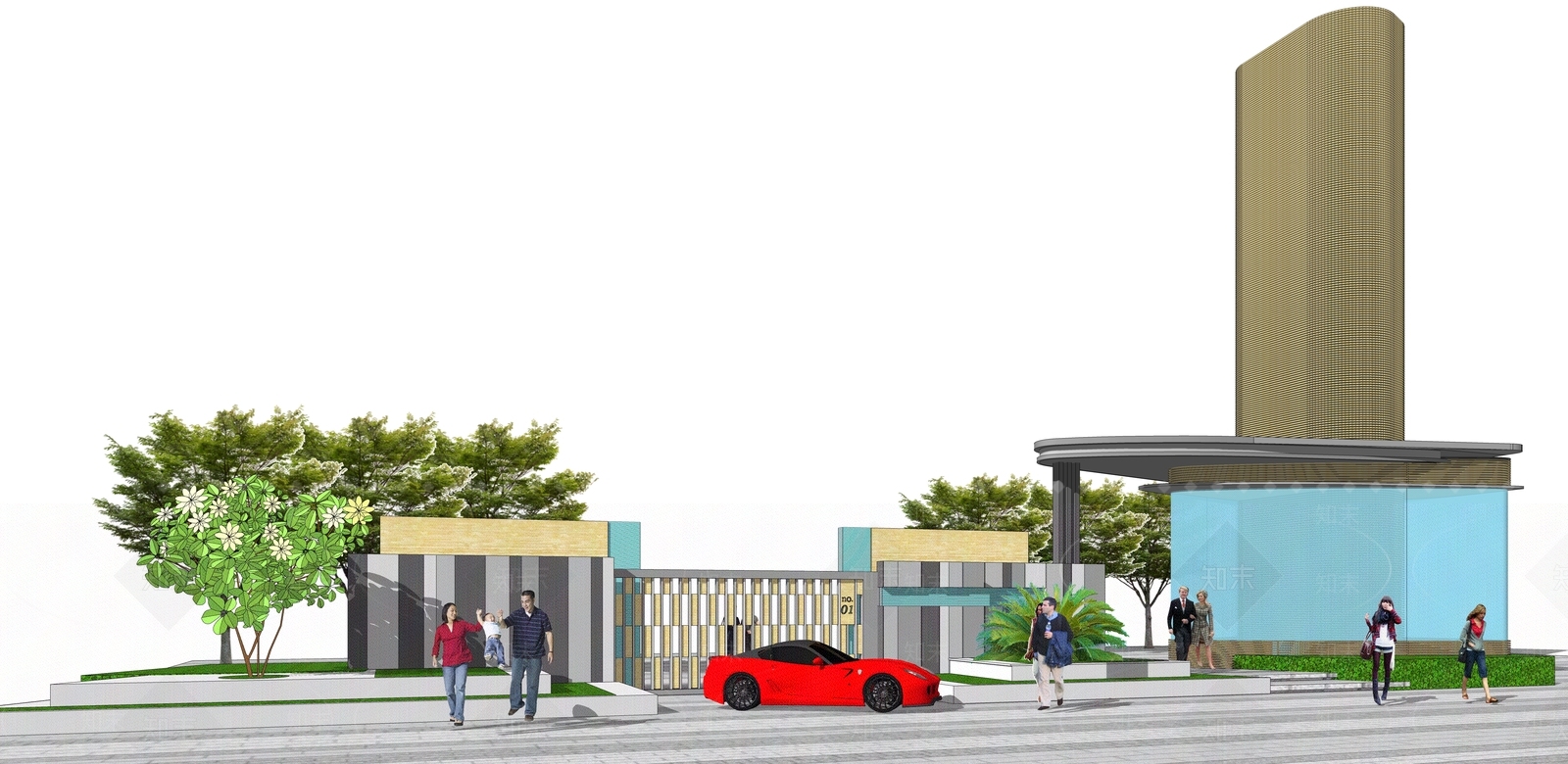 现代风格景观小建筑SU模型下载【ID:668736753】