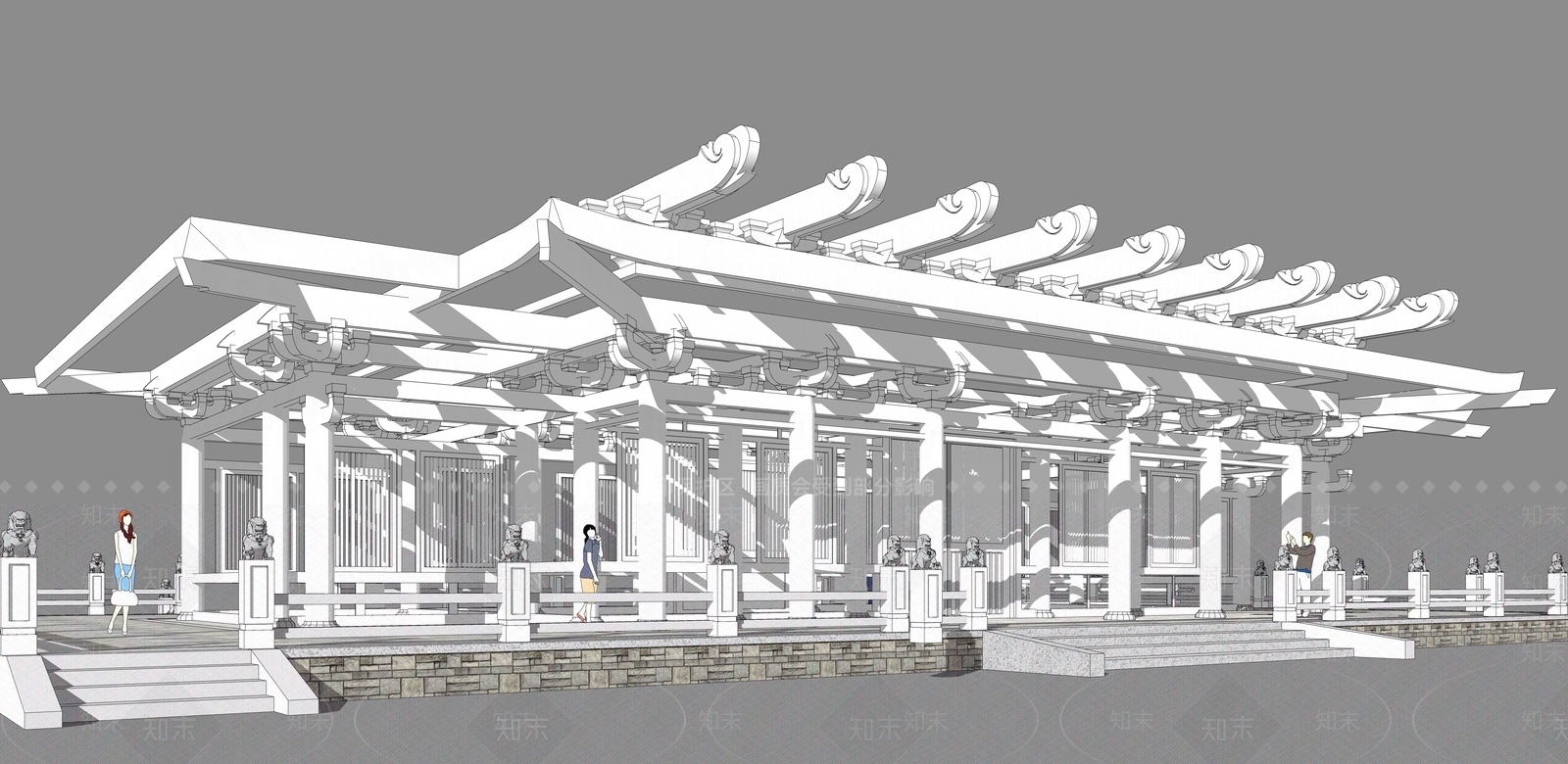 古典风格景观小建筑SU模型下载【ID:668736768】