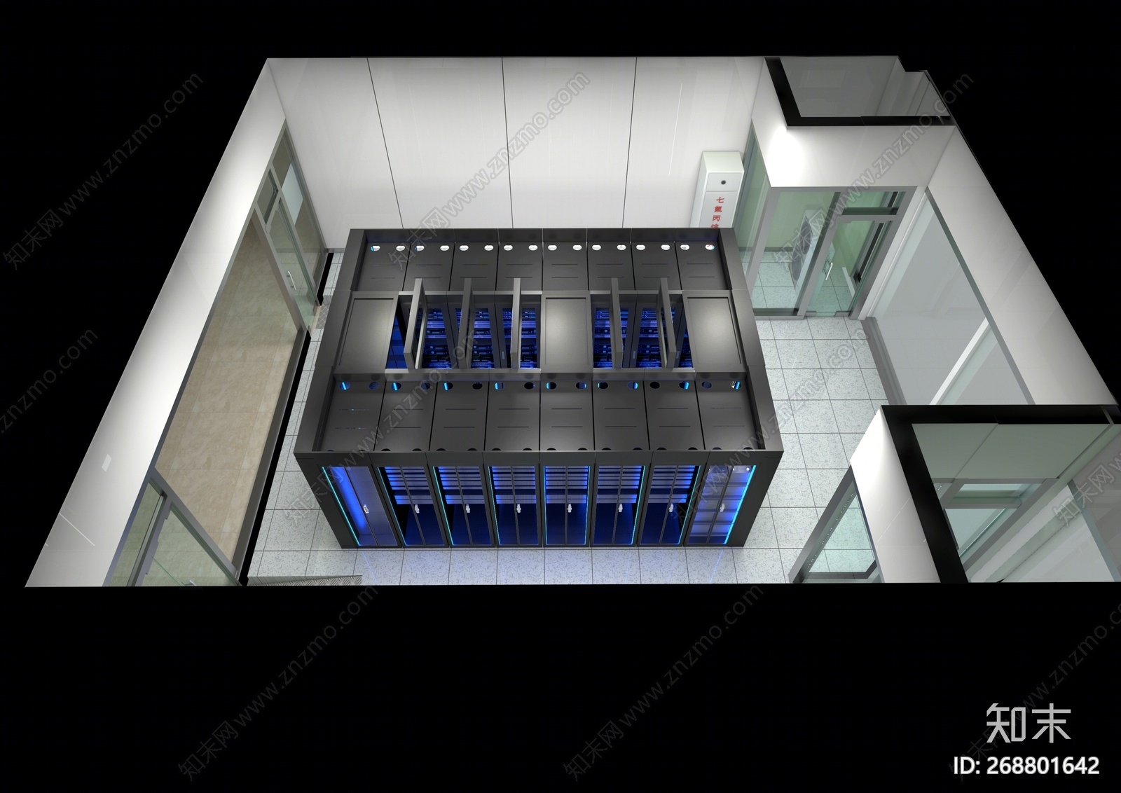 现代科技电脑机房3D模型下载【ID:268801642】