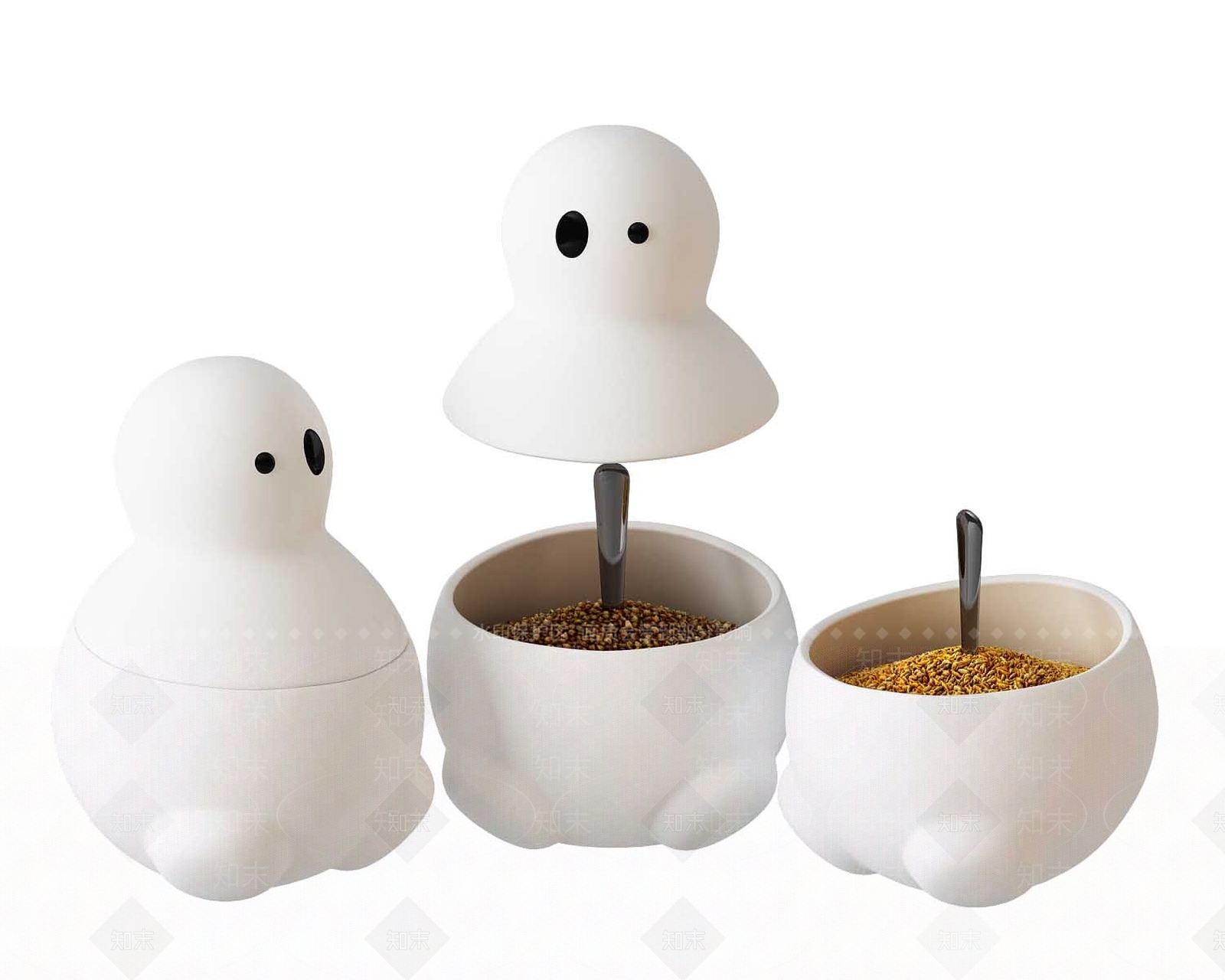 现代白色调料盒3D模型下载【ID:868820379】