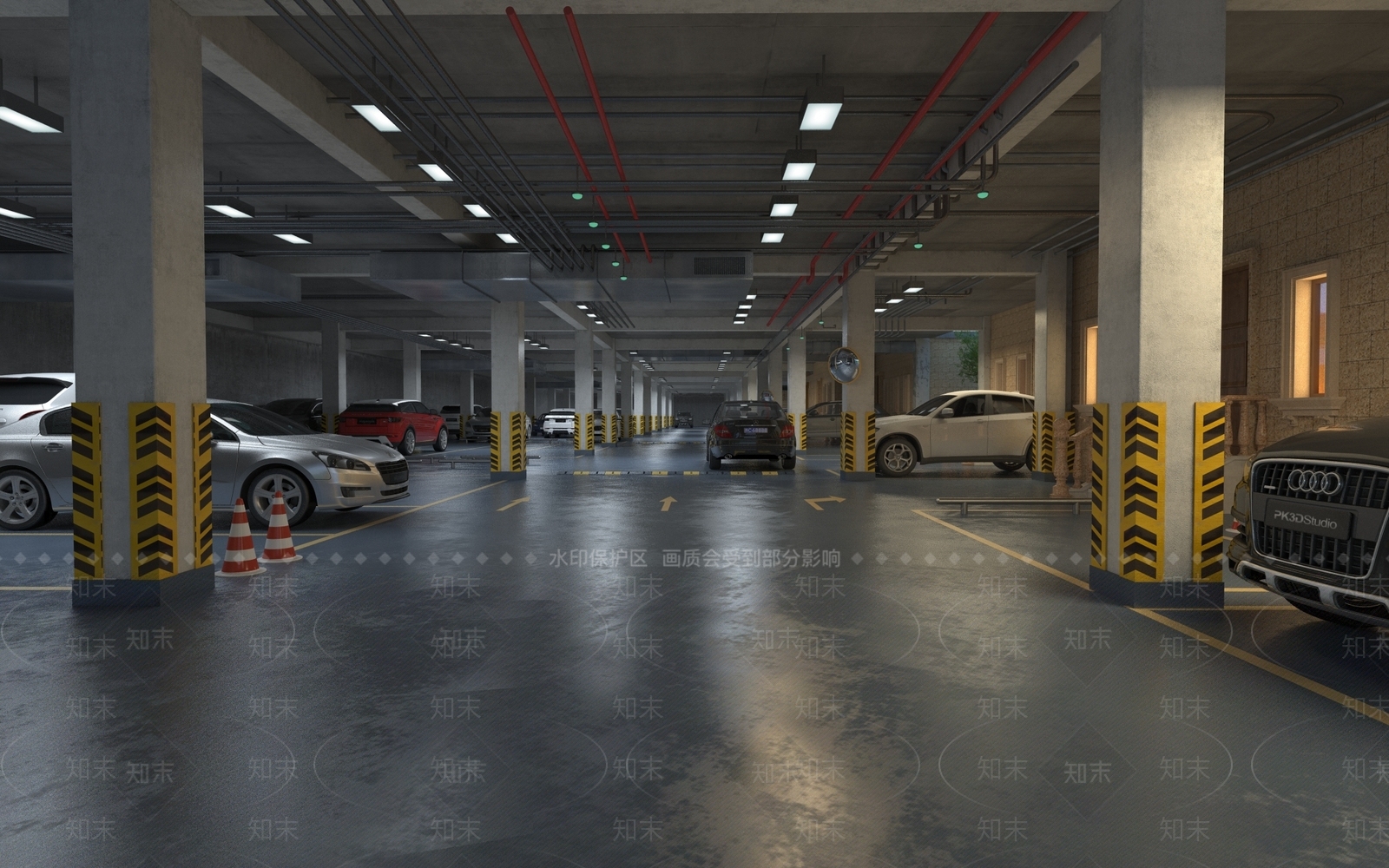 现代地下车库3D模型下载【ID:568835922】