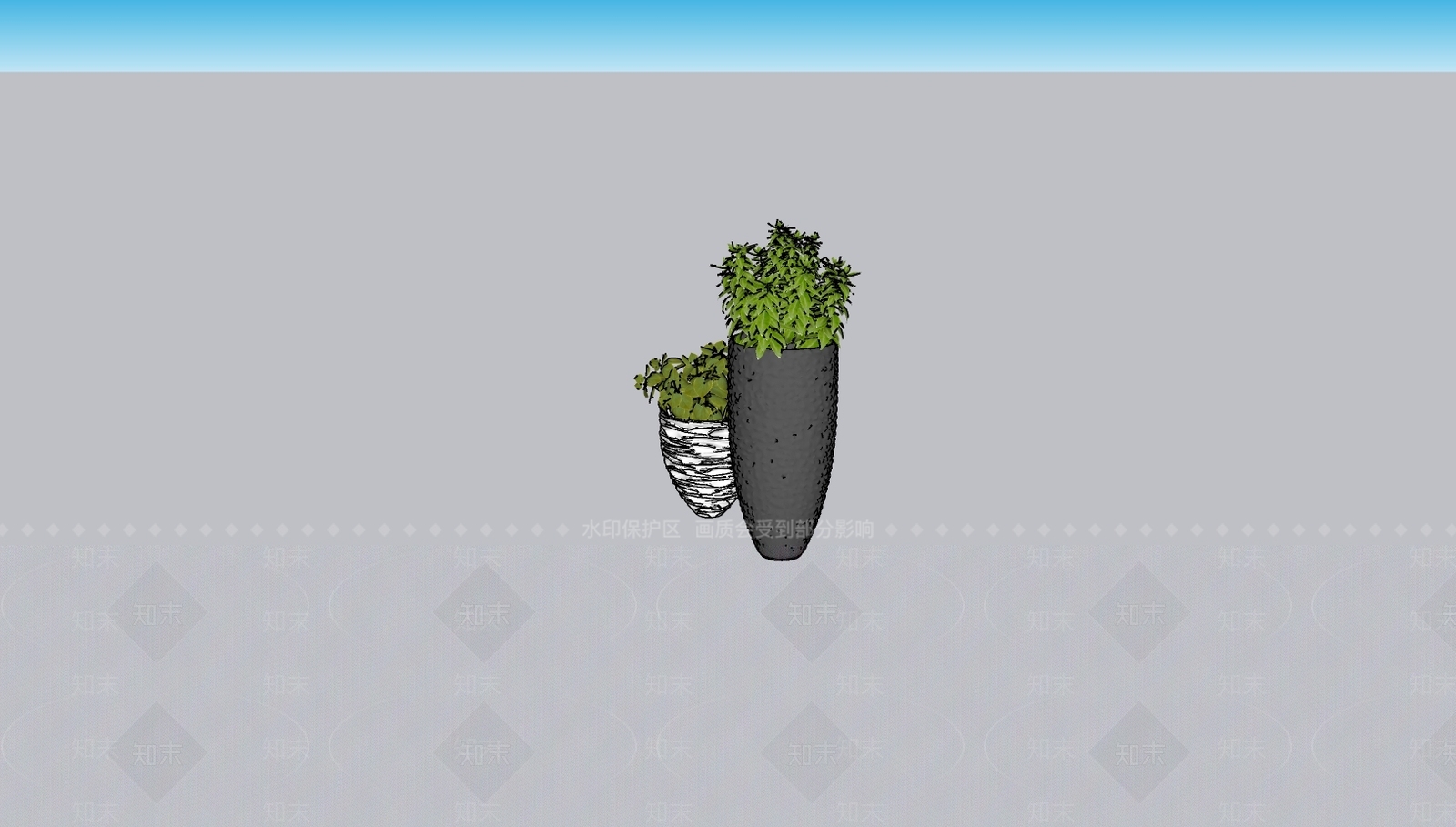 现代风格景观花瓶SU模型下载【ID:968842928】