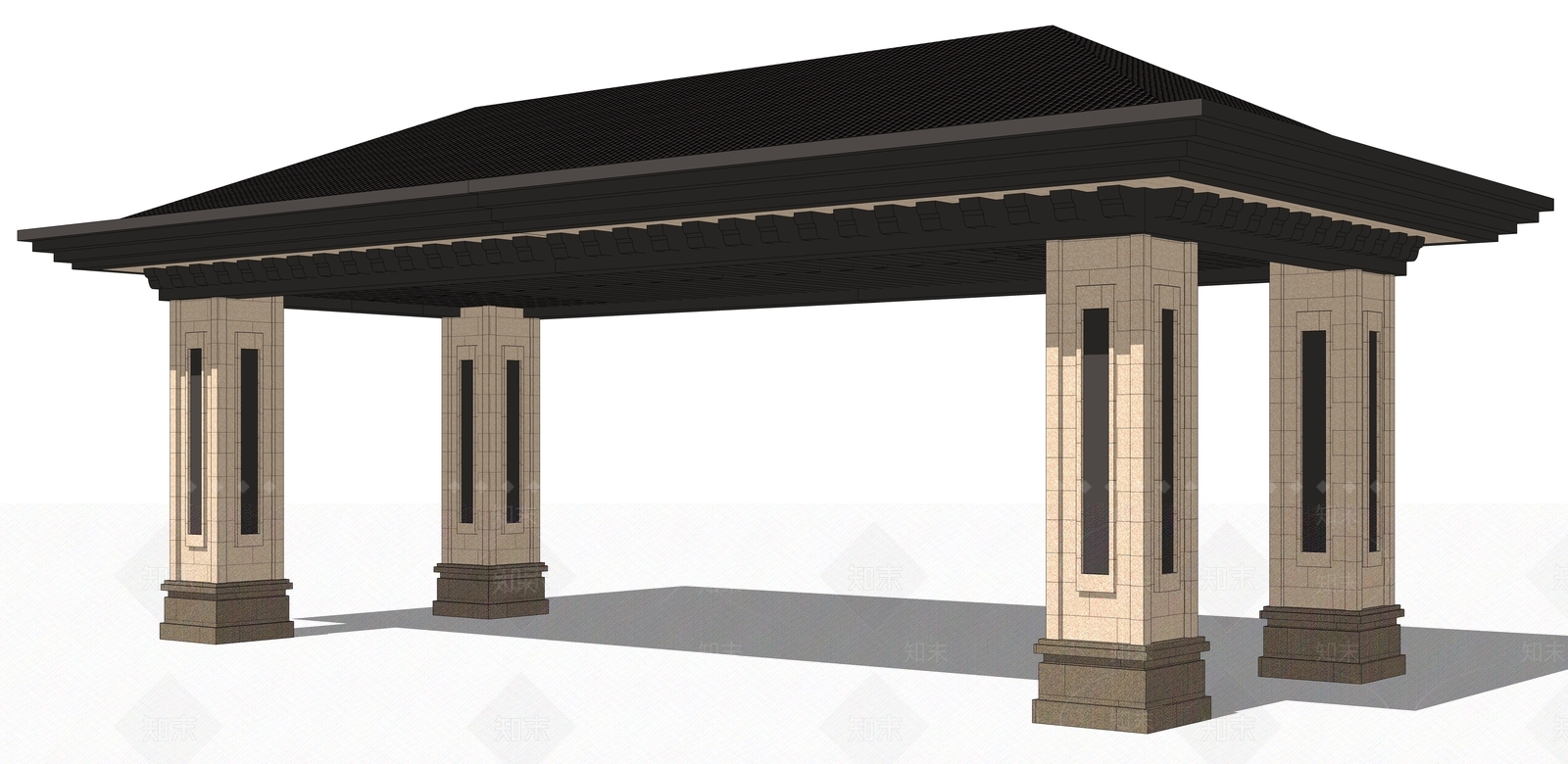 古典风格景观小建筑SU模型下载【ID:668844755】