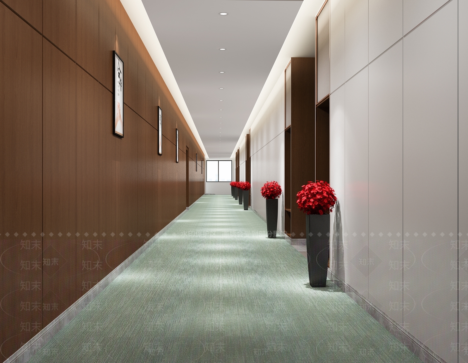 现代办公过道3D模型下载【ID:468930321】_知末3d模型网