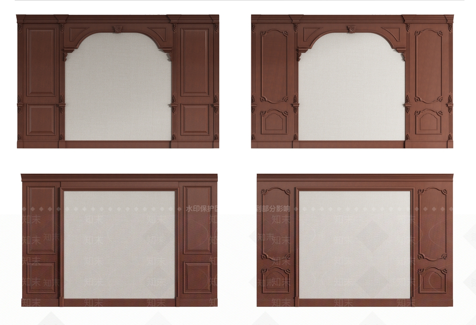 美式电视背景墙3D模型下载【ID:468933687】