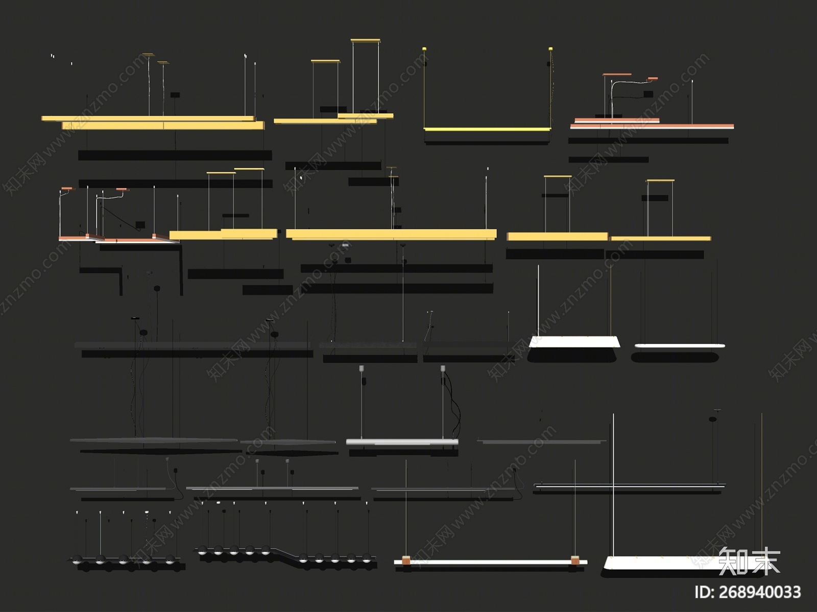 现代风格灯具组合SU模型下载【ID:268940033】