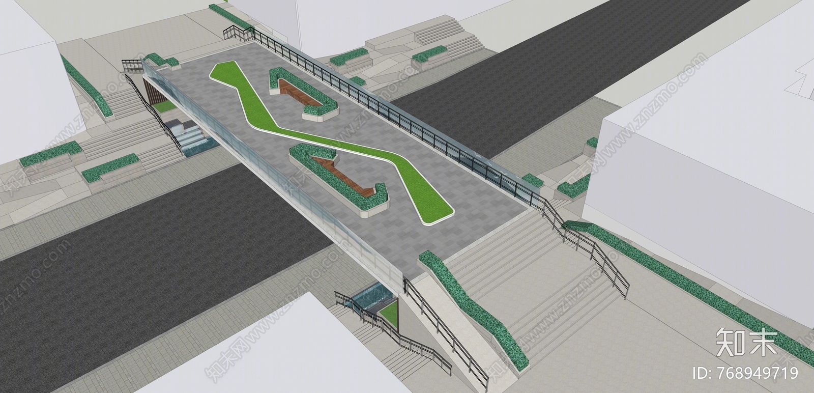 现代风格天桥SU模型下载【ID:768949719】