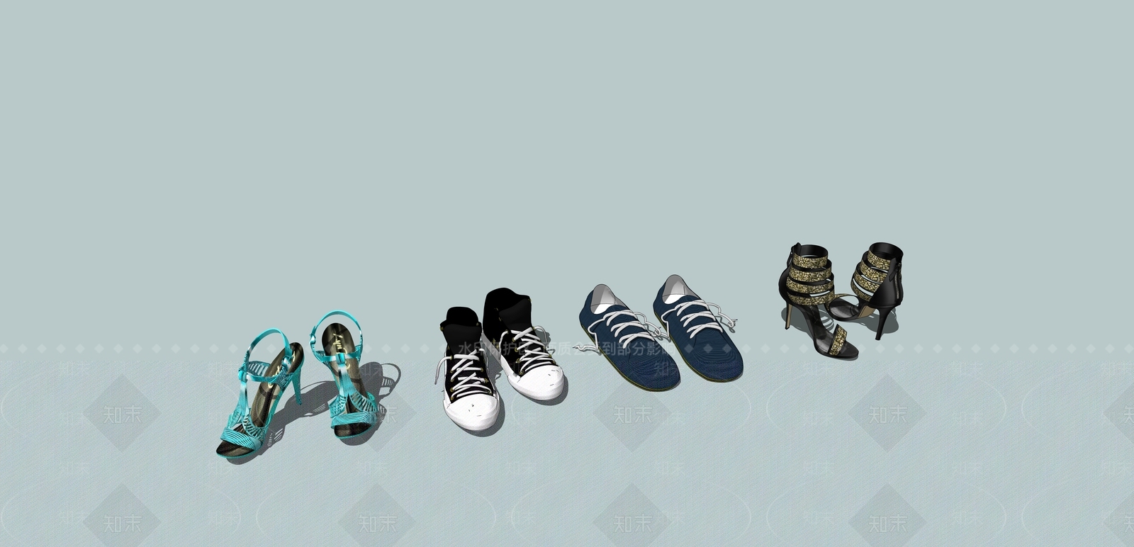 现代风格鞋子SU模型下载【ID:968949242】