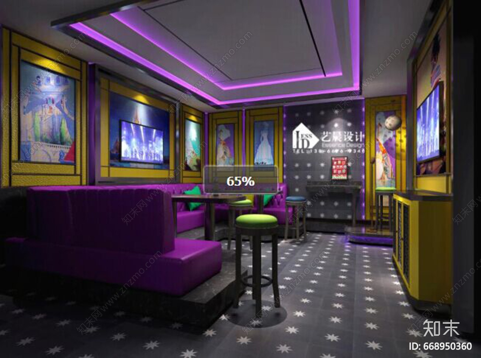 KTV施工图全套cad施工图下载【ID:668950360】
