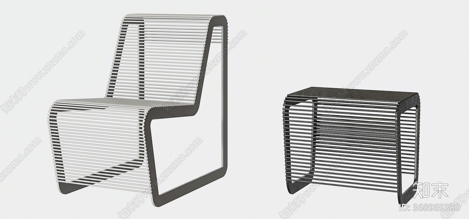 现代金属户外椅3D模型下载【ID:368969380】