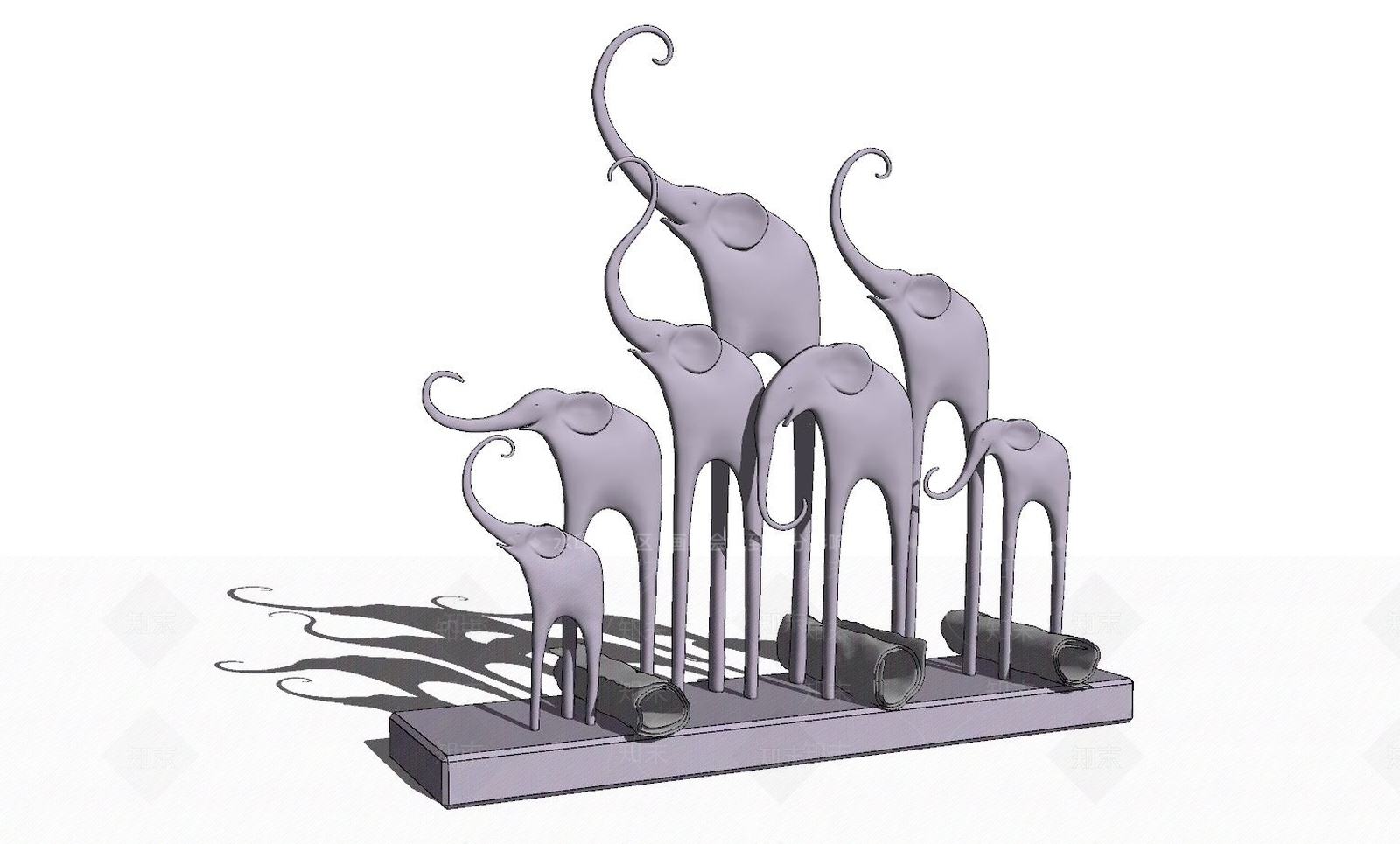 现代风格大象雕塑小品SU模型下载【ID:668990616】