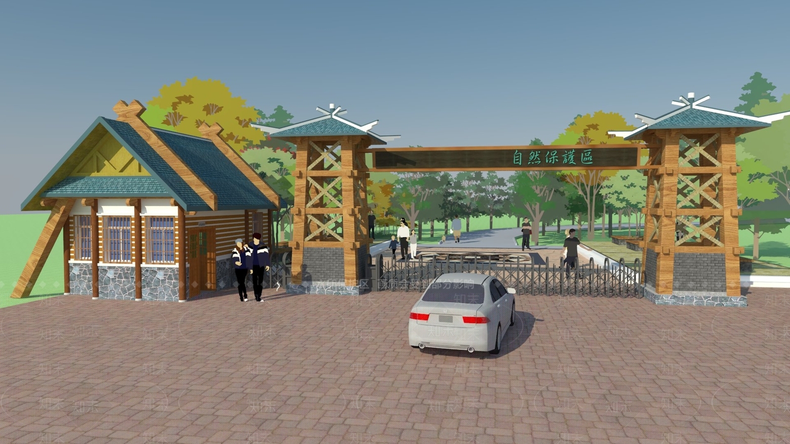 中式风格景观小建筑SU模型下载【ID:668990772】