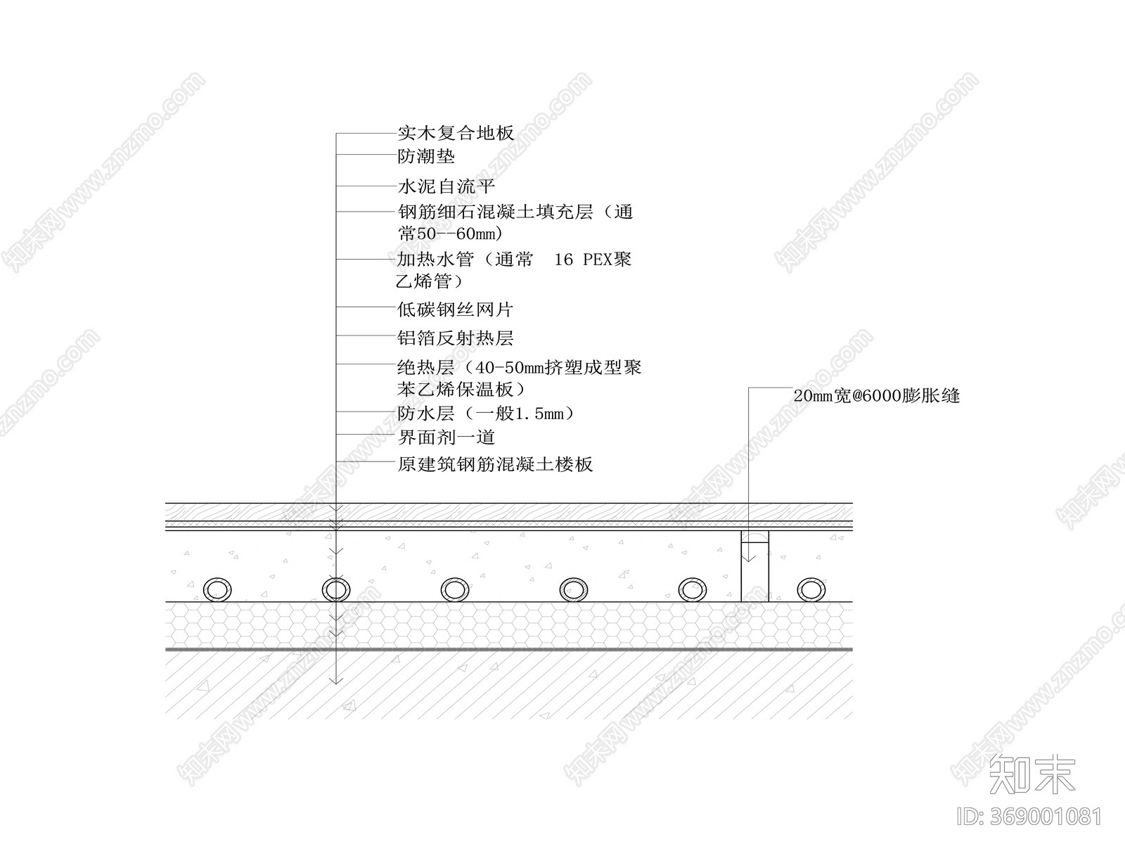 實木複合地板剖面節點大樣施工圖下載