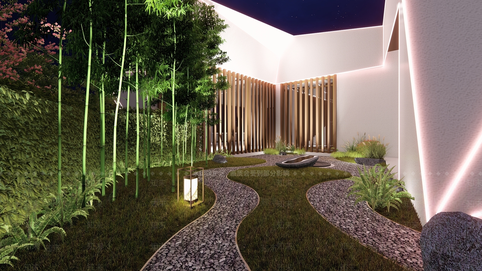 新中式风格住宅景观SU模型下载【ID:569027490】