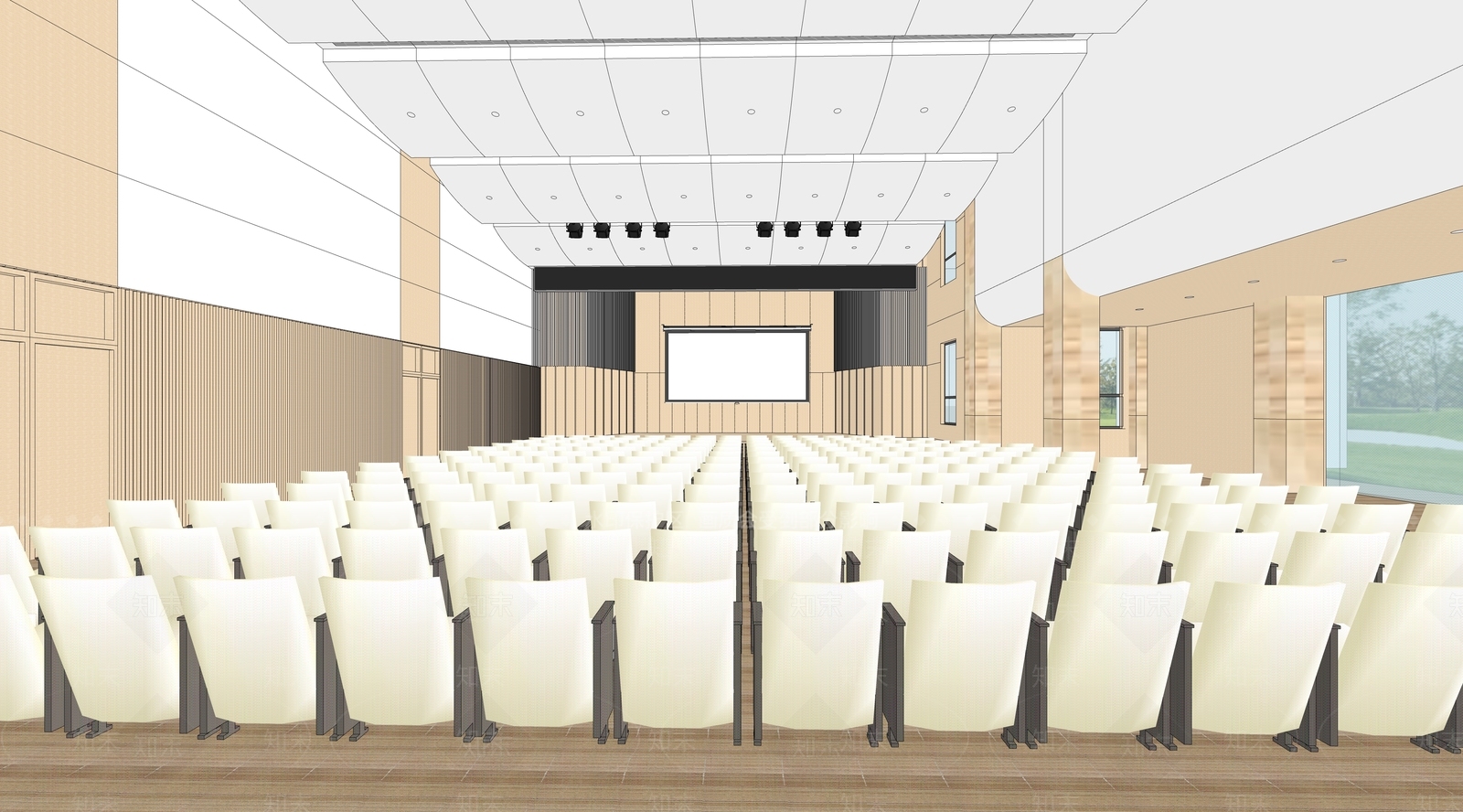 现代风格报告厅SU模型下载【ID:869054232】