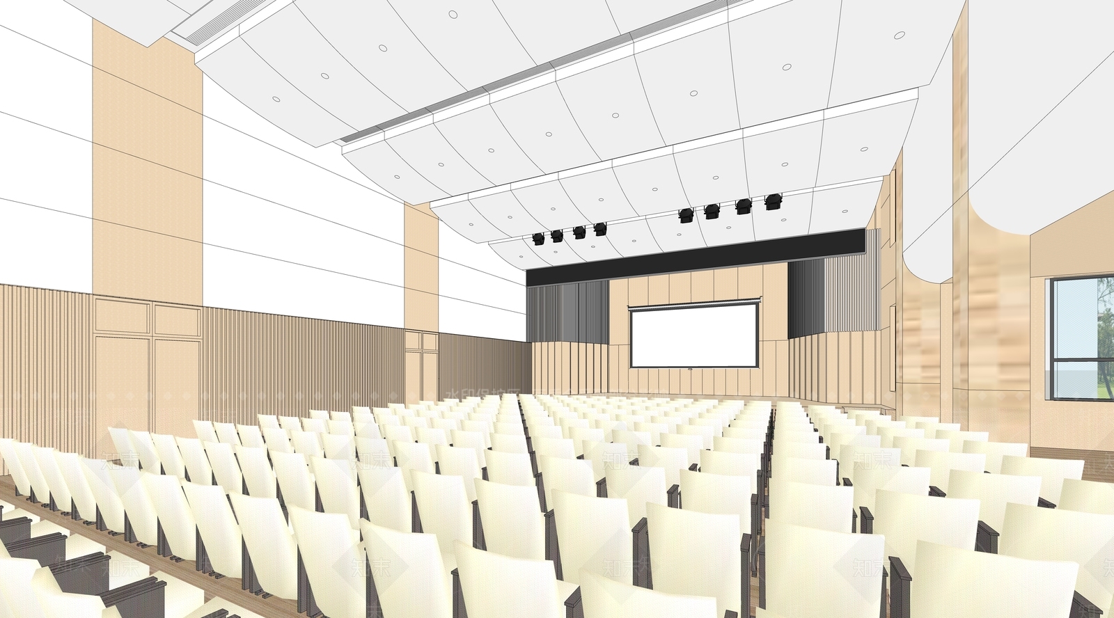 现代风格报告厅SU模型下载【ID:869054232】