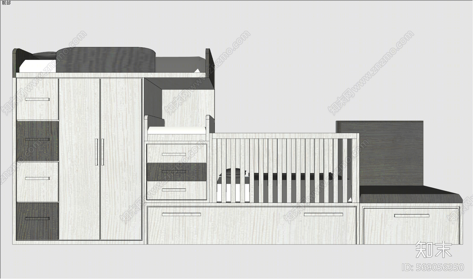 现代风格儿童上下床SU模型下载【ID:569056350】