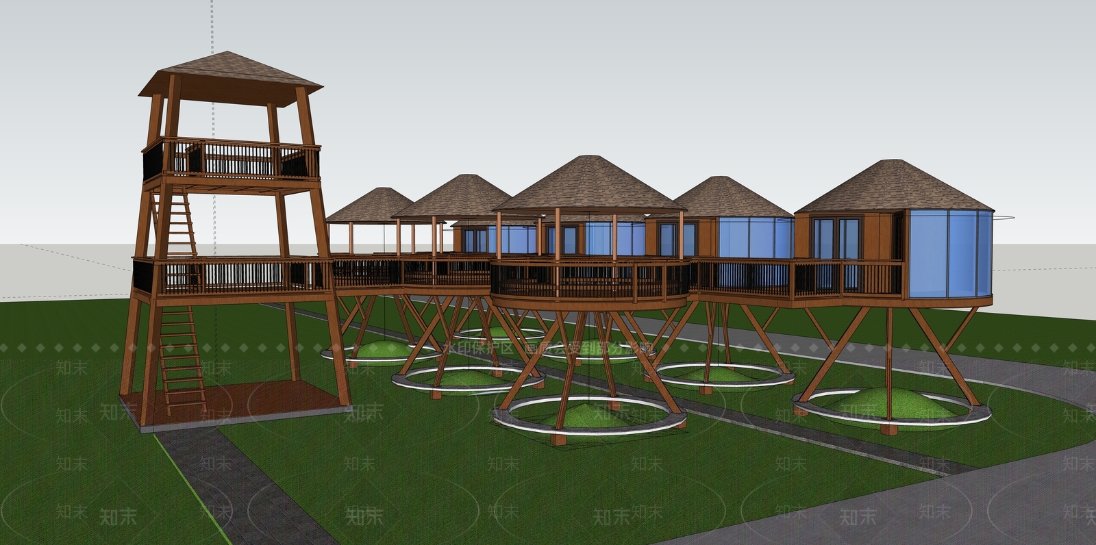 现代风格景观小建筑SU模型下载【ID:669086718】