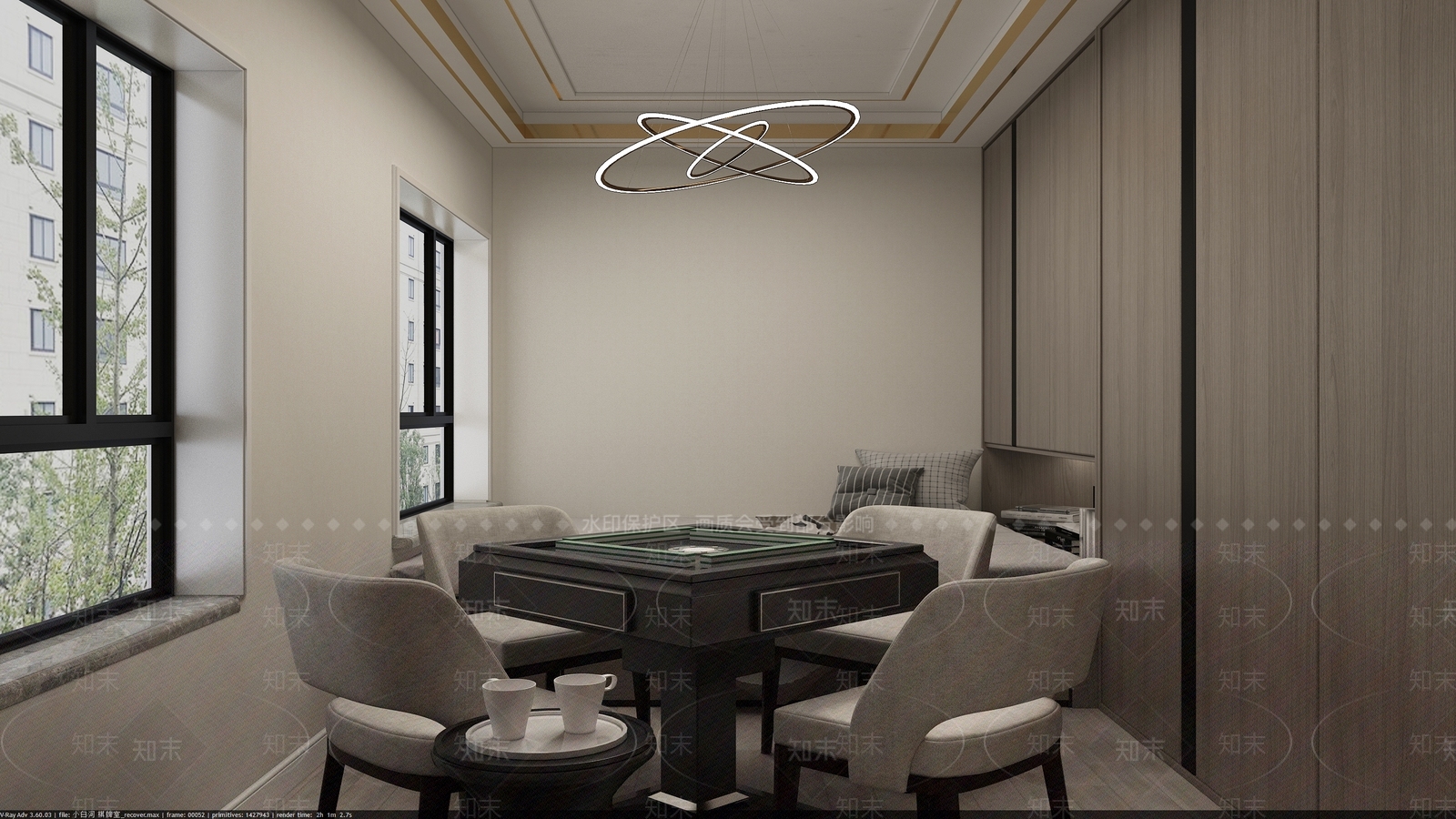 现代榻榻米棋牌室3D模型下载【ID:969087093】