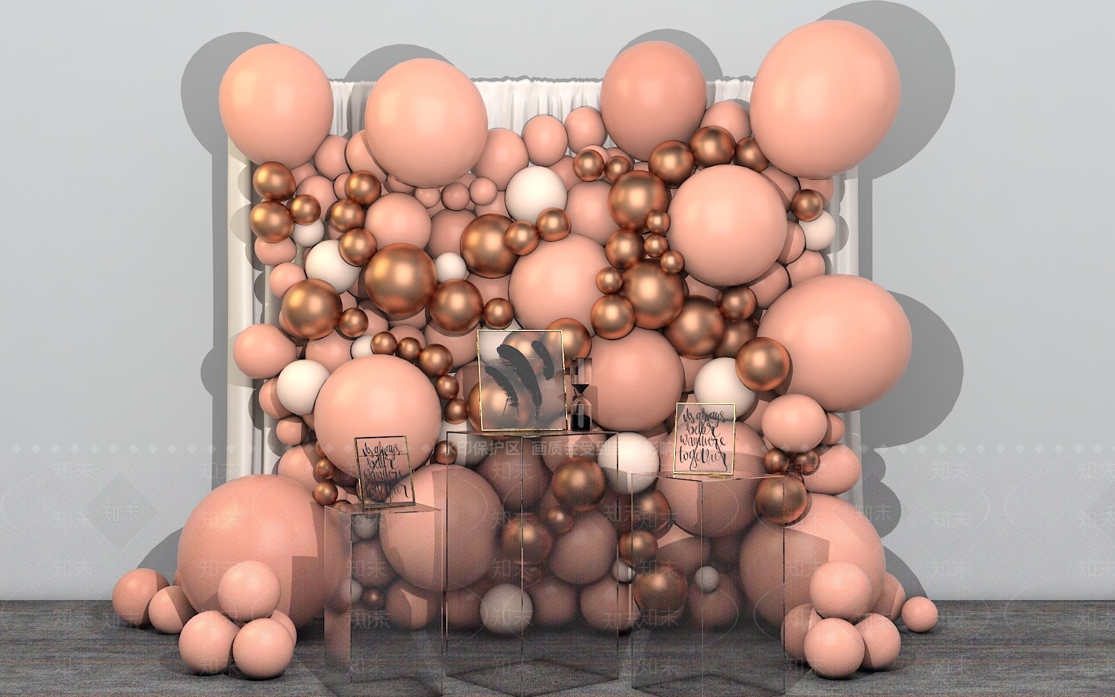 现代莫兰迪气球墙3D模型下载【ID:669098868】