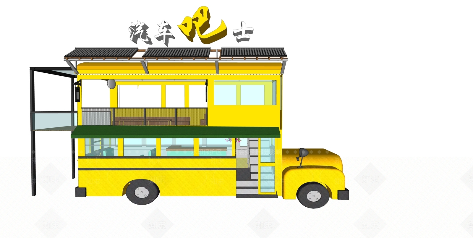 现代风格汽车吧士SU模型下载【ID:469099007】