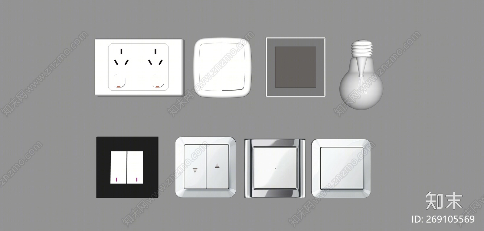现代风格插座SU模型下载【ID:269105569】