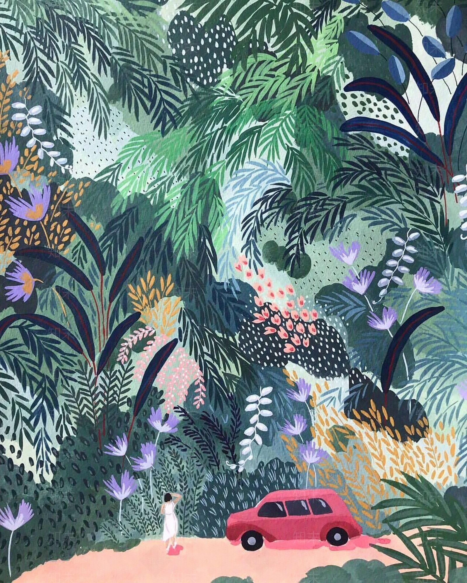 艺术墙绘风景植物贴图下载【ID:369117019】