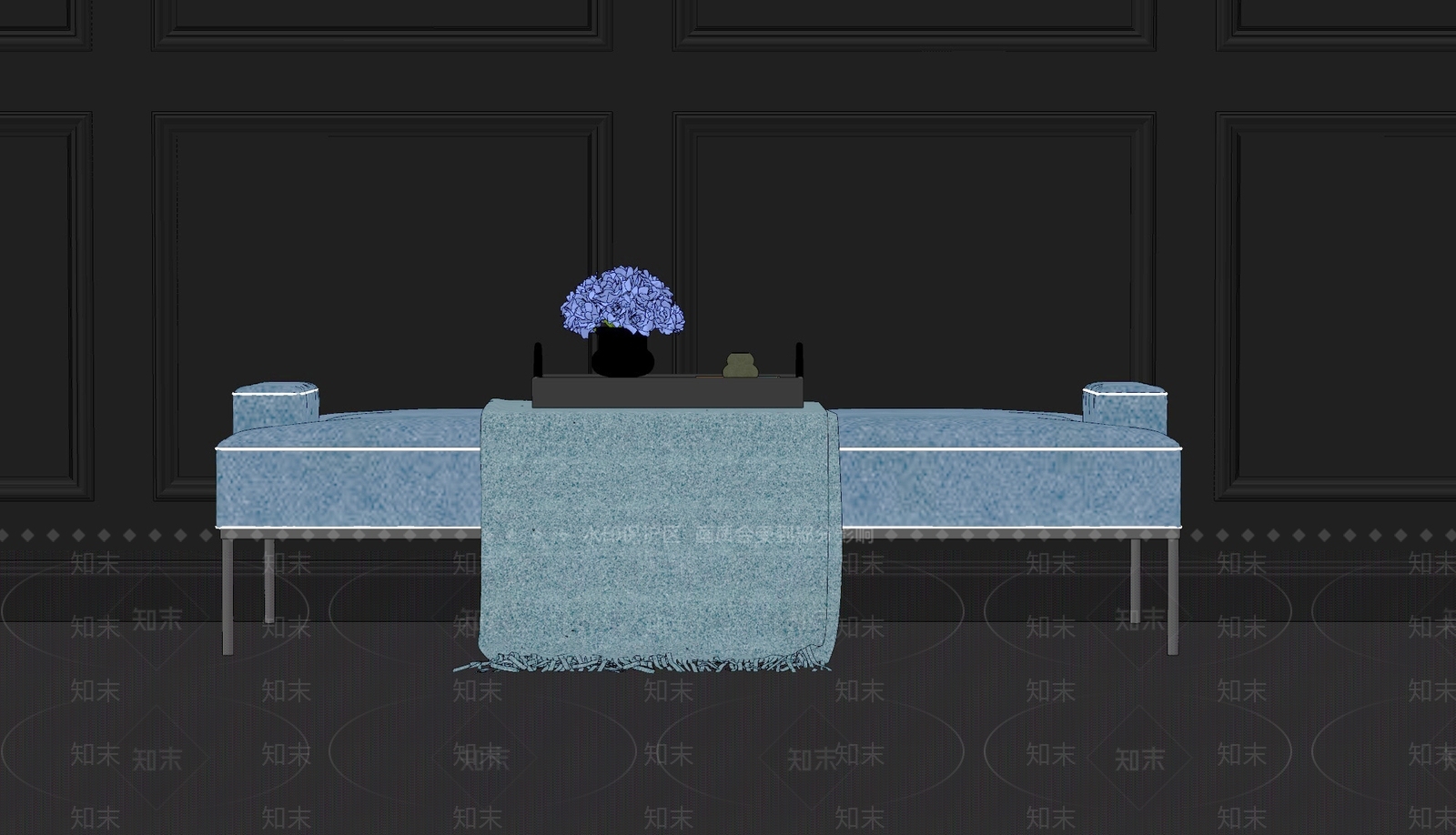 新中式床尾凳SU模型下载【ID:869122778】