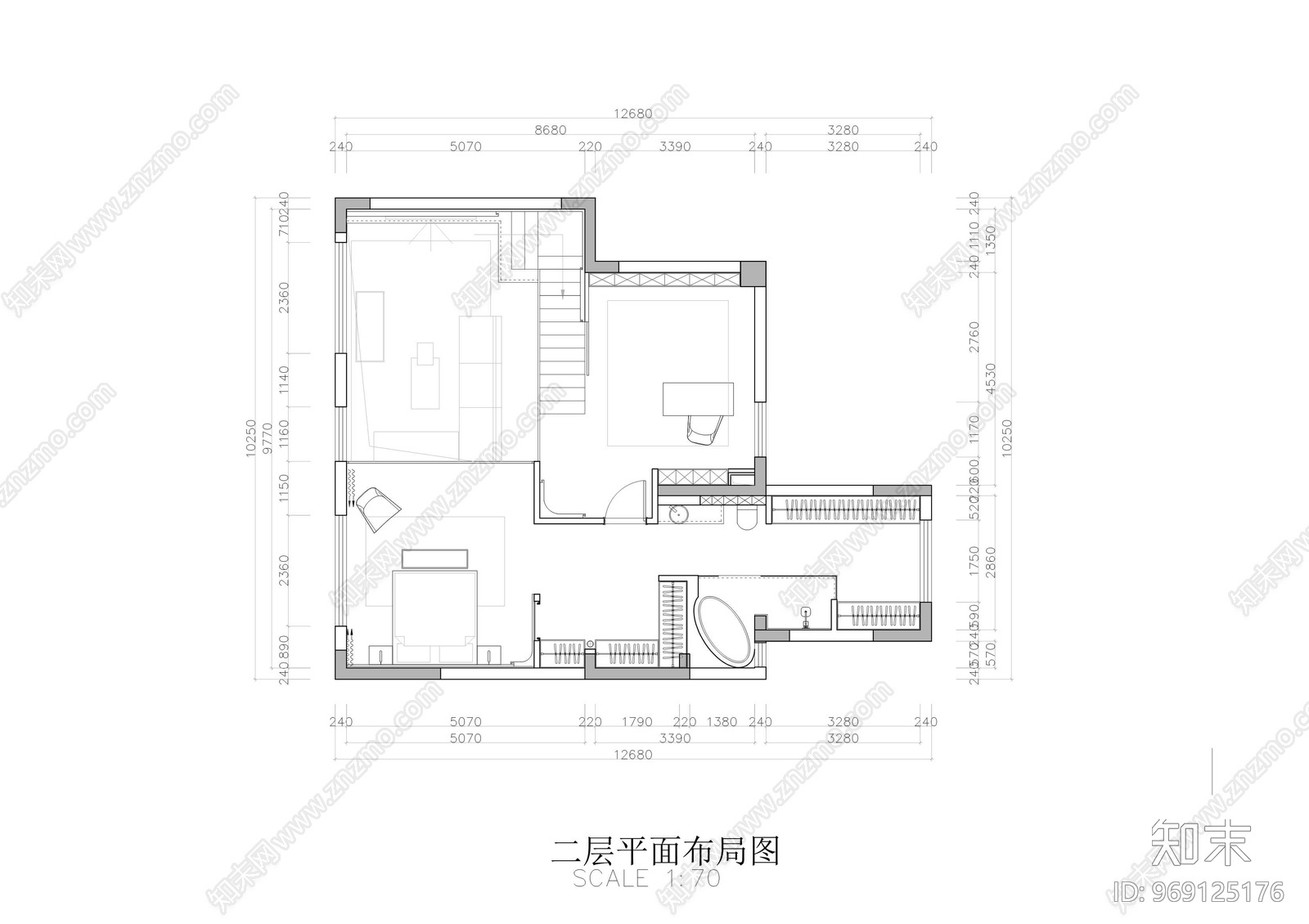 现代台式别墅施工图下载【ID:969125176】