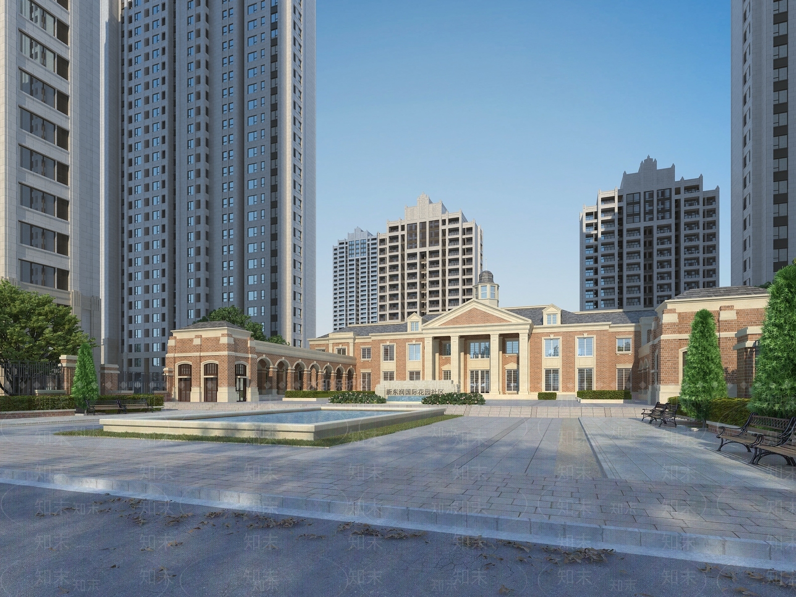 简欧商业会所大门景观3D模型下载【ID:969152554】