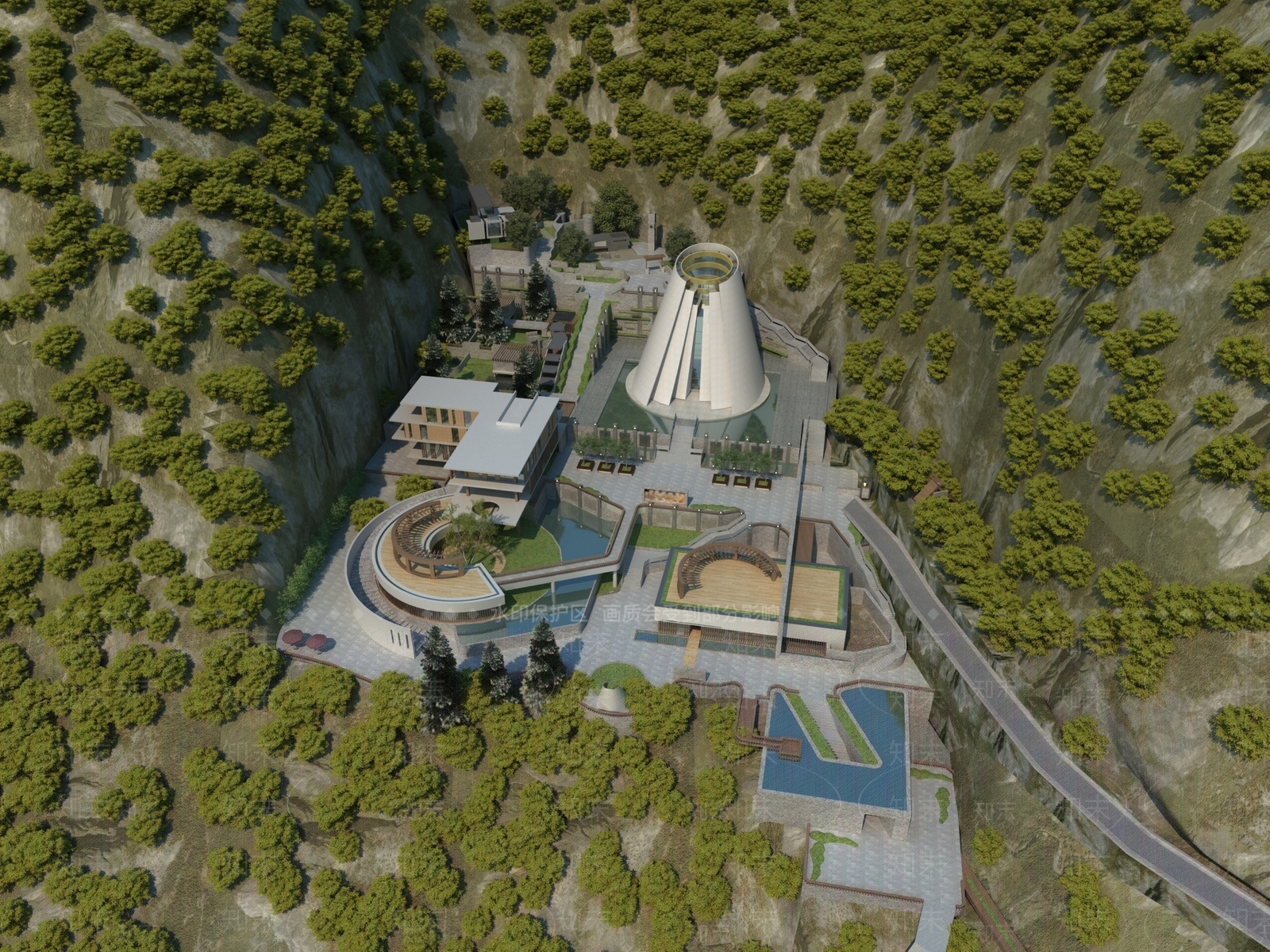 现代山脉工厂景观3D模型下载【ID:969157931】