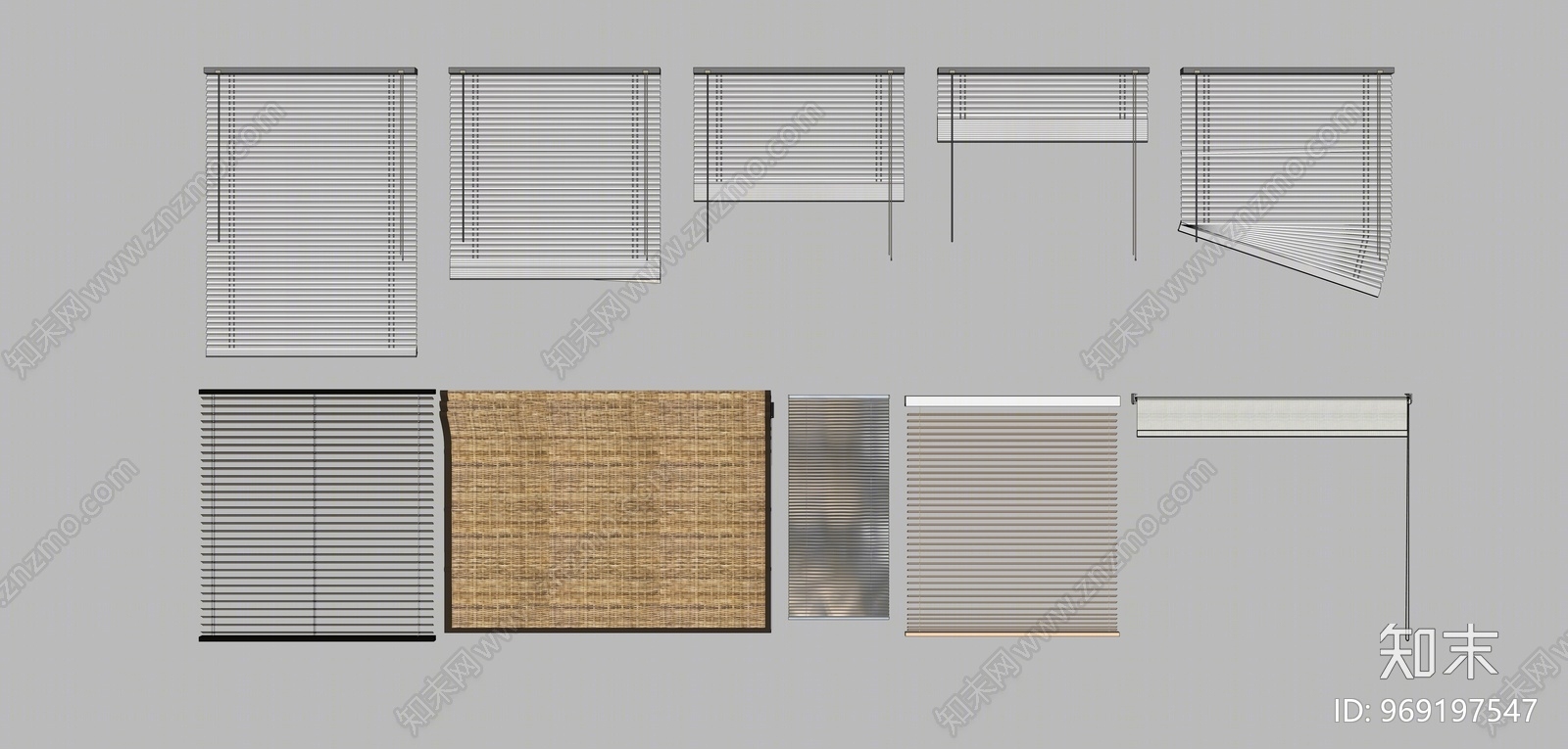 现代风格百叶帘SU模型下载【ID:969197547】