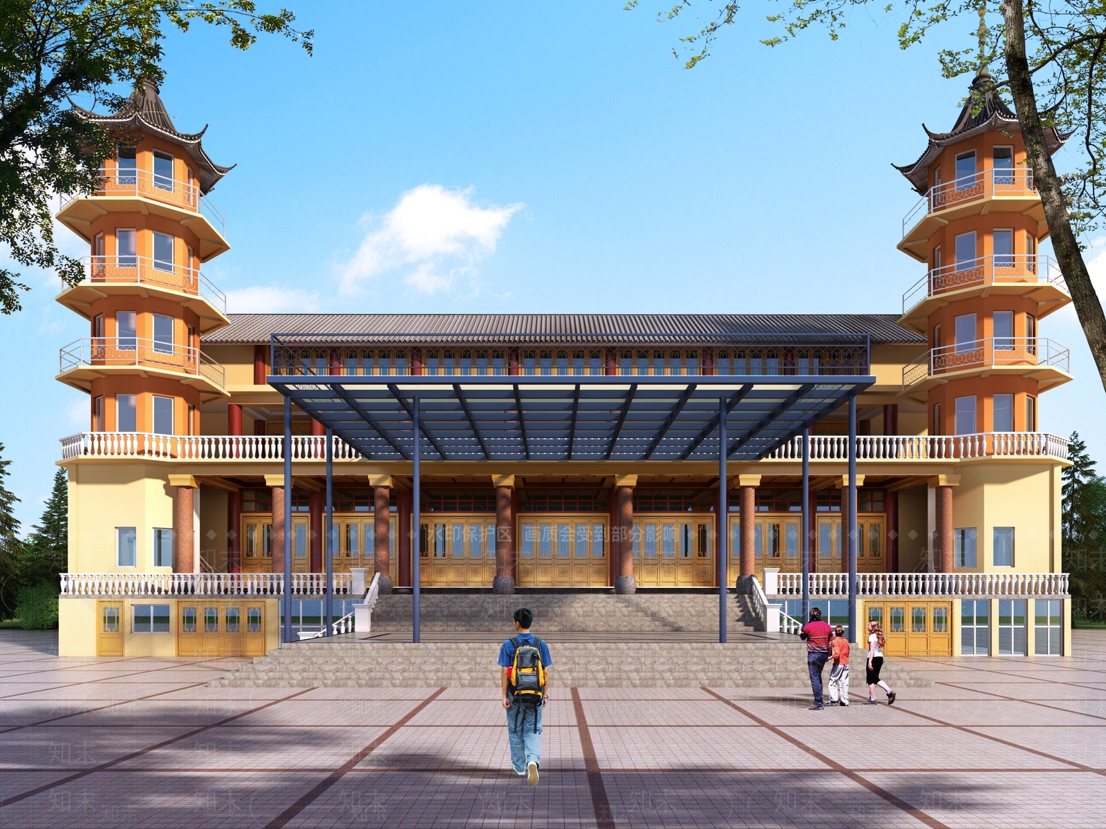 中式中国古建寺庙3D模型下载【ID:269201618】