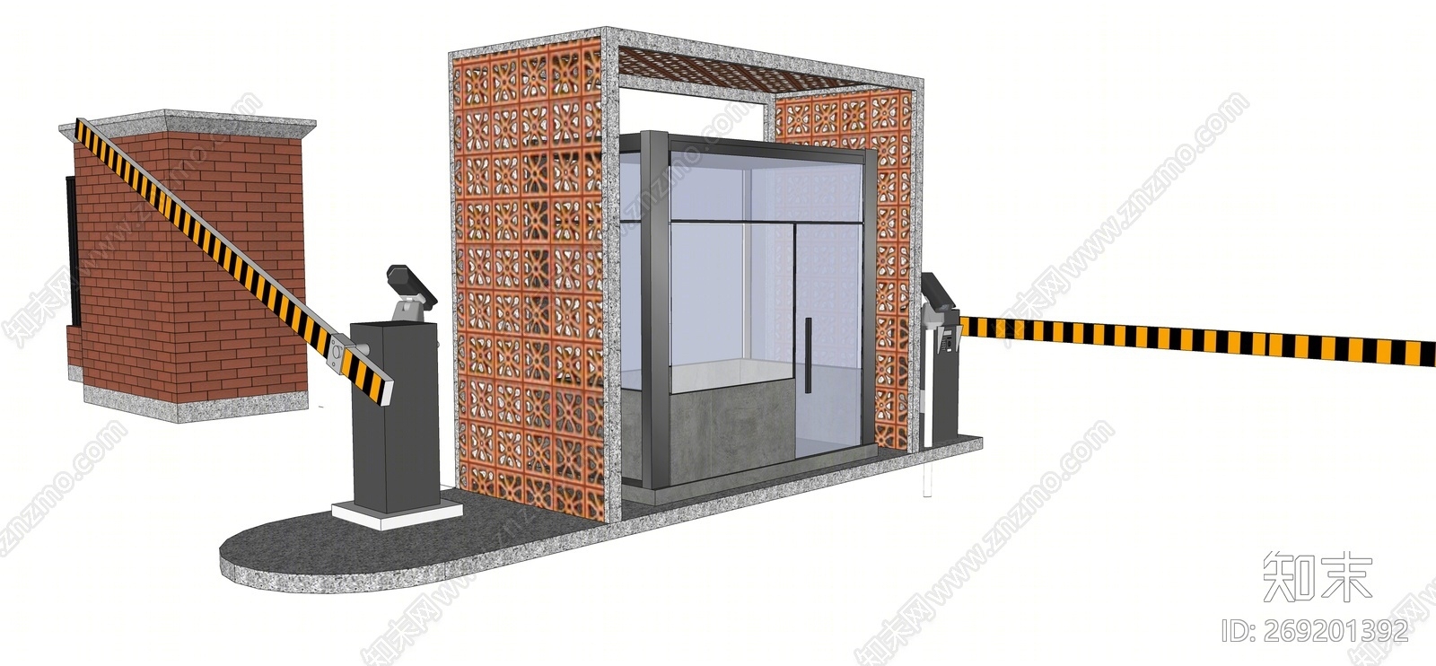 新中式风格收费站SU模型下载【ID:269201392】