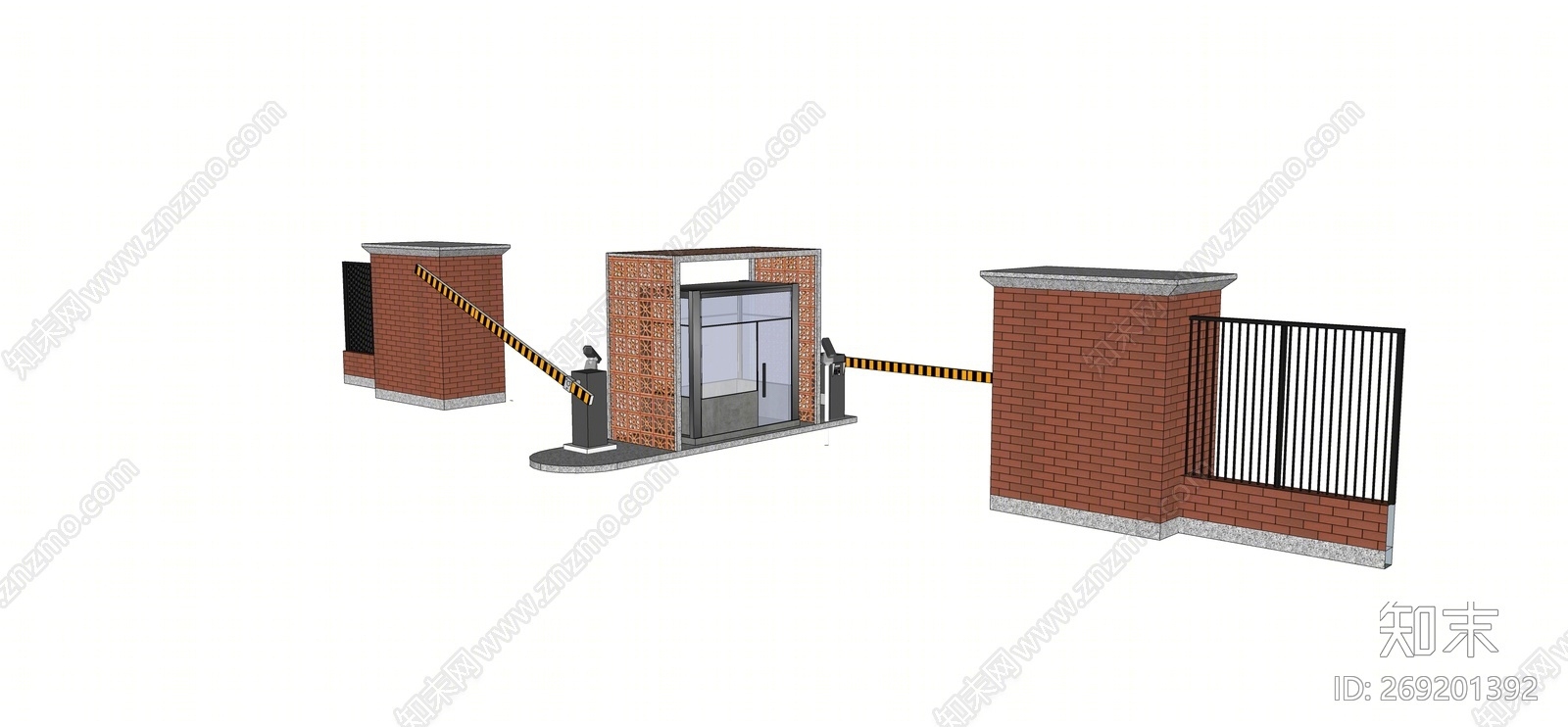 新中式风格收费站SU模型下载【ID:269201392】
