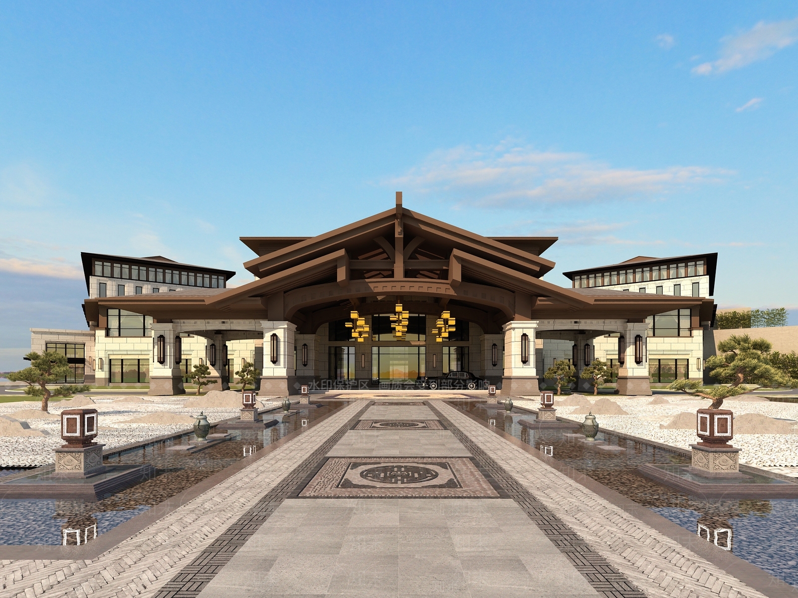 东南亚酒店入口大门景观3D模型下载【ID:869229685】