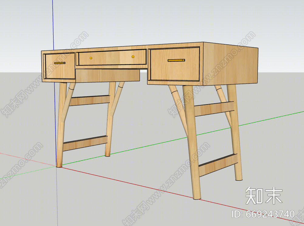 北欧风格书桌SU模型下载【ID:669243740】