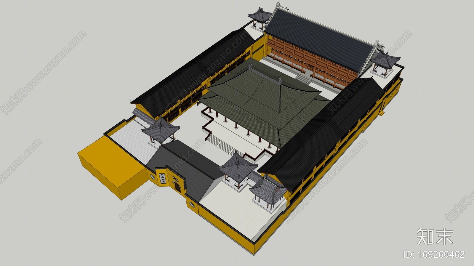 中式风格公建SU模型下载【ID:169260462】