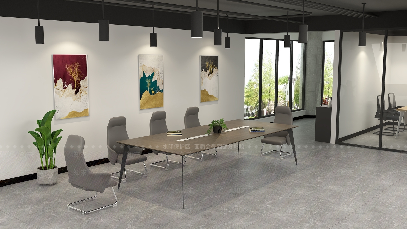 办公会议桌组合SU模型下载【ID:369263491】