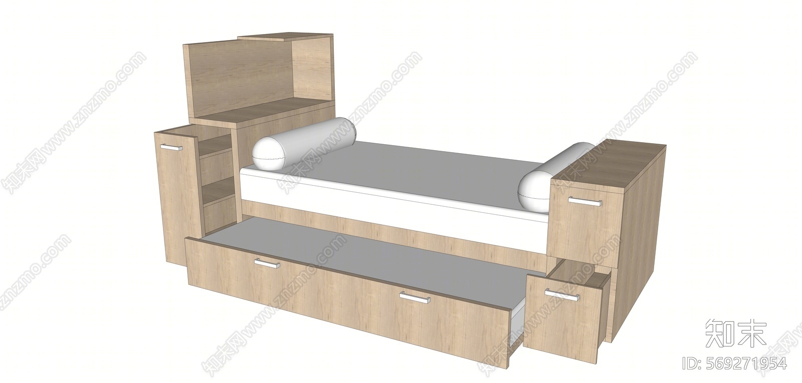 现代风格榻榻米床SU模型下载【ID:569271954】