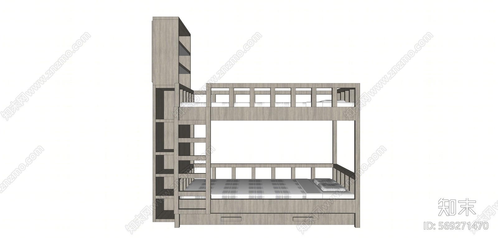 现代风格双层床SU模型下载【ID:569271470】