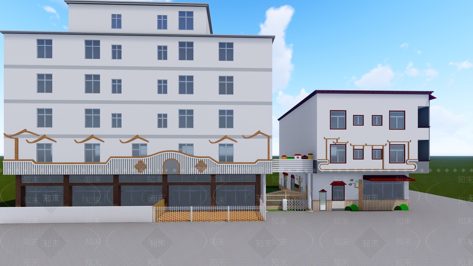 新中式风格幼儿园SU模型下载【ID:969273334】
