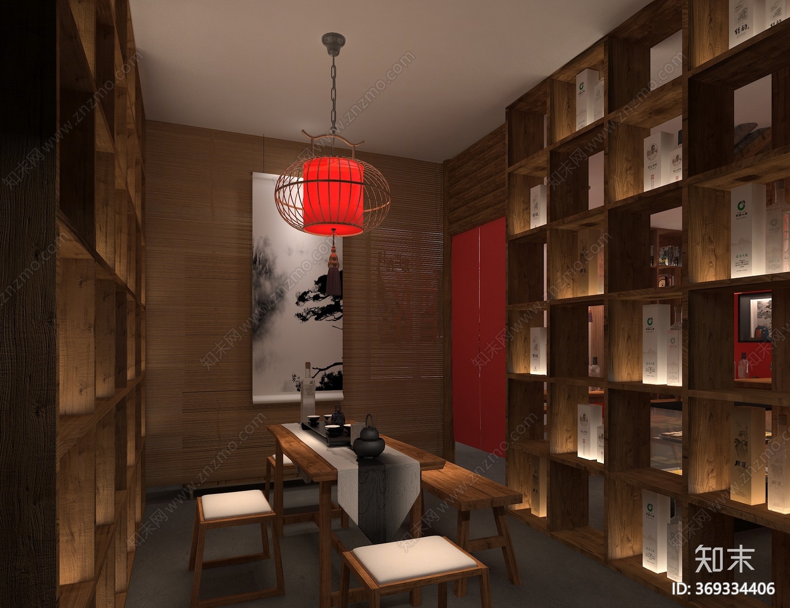 新中式烟酒店3D模型下载【ID:369334406】