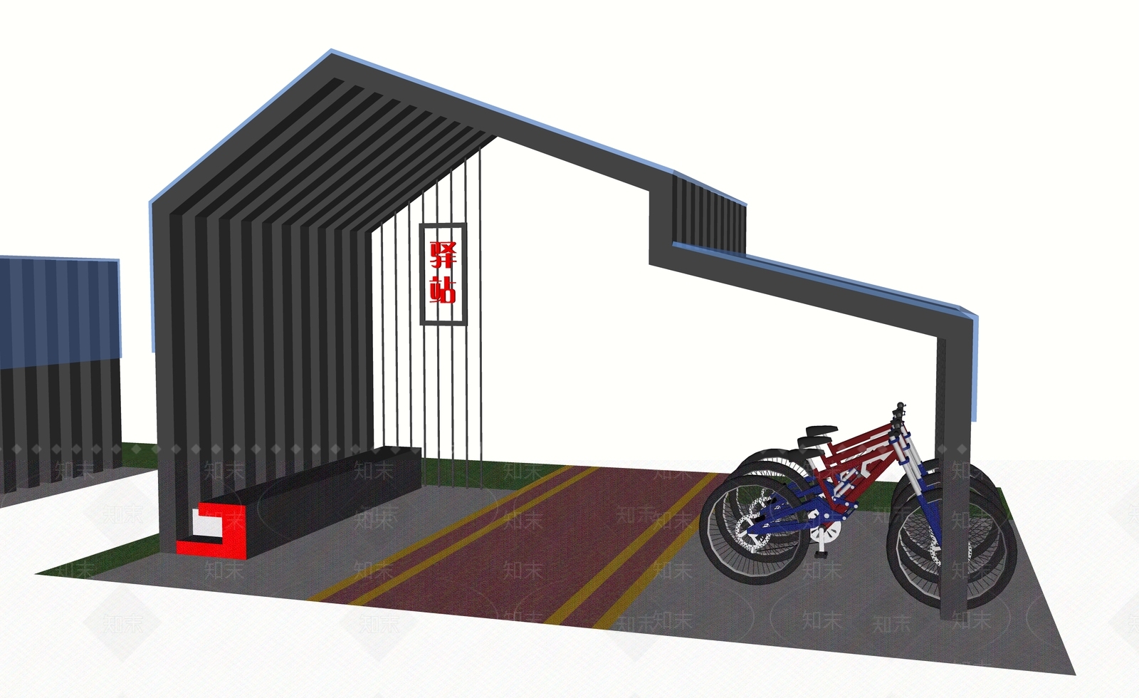 现代风格廊架SU模型下载【ID:469336761】
