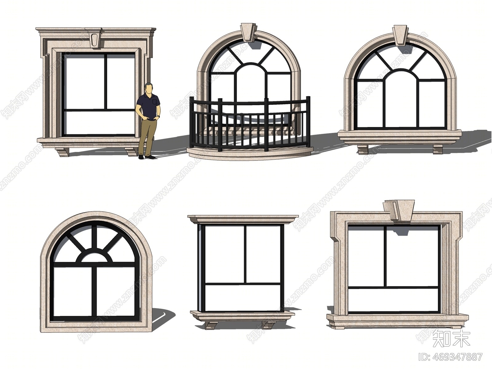 欧式窗套SU模型下载【ID:469347887】