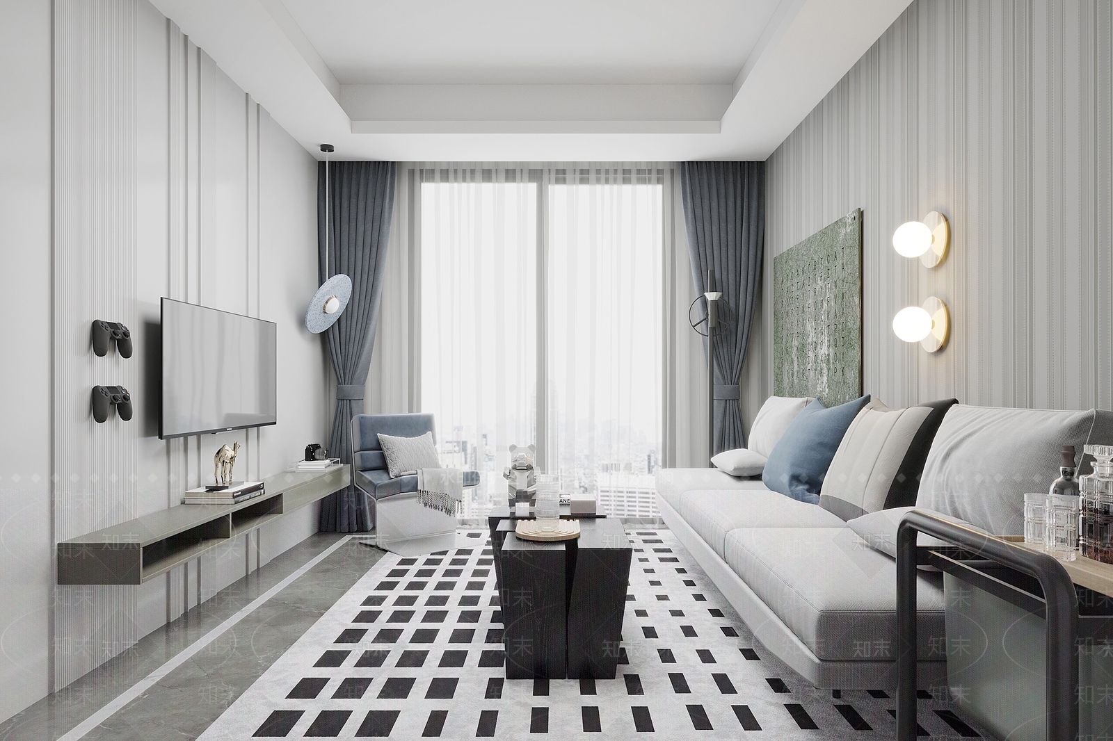 库玛设计现代客厅3D模型下载【ID:769354747】